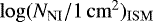 $\log(N_{\mathrm{NI}}/1\,\mathrm{cm}^2)_{\mathrm{ISM}}$