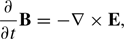 $$ \begin{aligned} \frac{\partial }{\partial t}\mathbf B =-\nabla \times \mathbf E , \end{aligned} $$