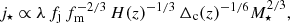 $$ \begin{aligned} j_\star \propto \lambda \, f_{\rm j} \, f_{\rm m}^{-2/3} \, H(z)^{-1/3} \, \Delta _{\rm c}(z)^{-1/6} M_\star ^{2/3} ,\end{aligned} $$