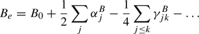 $$ \begin{aligned} B_e = B_0 + \frac{1}{2}\sum _{j} \alpha _j^B - \frac{1}{4}\sum _{j \le k} \gamma _{jk}^B - \ldots \end{aligned} $$