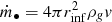 $$ \begin{aligned} \dot{m}_\bullet = 4\pi r_{\rm inf}^2 \rho _{ g} { v} \end{aligned} $$