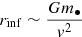 $$ \begin{aligned} r_{\rm inf} \sim \frac{Gm_\bullet }{{ v}^2} \end{aligned} $$