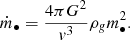 $$ \begin{aligned} \dot{m}_\bullet = \frac{4\pi G^2}{{ v}^3} \rho _{ g} m_\bullet ^2. \end{aligned} $$