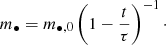 $$ \begin{aligned} m_\bullet = m_{\bullet ,0} \left(1 - \frac{t}{\tau }\right)^{-1}\cdot \end{aligned} $$
