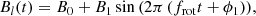 $$ \begin{aligned} B_l(t) = {B_0 + B_1 \sin \left(2\pi \left(f_{\mathrm{rot} } t + \phi _1\right)\right)}\mathrm{,} \end{aligned} $$
