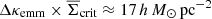 $ \Delta\kappa_{\mathrm{emm}}\times\overline{\Sigma}_{\mathrm{crit}}\approx17\,h\,{{M}_\odot}\,\rm pc^{-2} $