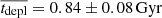 $ \overline{t_{\mathrm{depl}}} =0.84 \pm 0.08\,\mathrm{Gyr} $