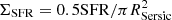 $ {\Sigma _{{\rm{SFR}}}} = 0.5 {\rm{SFR}}/\pi R_{{\rm{Sersic}}}^2 $