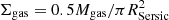 $ {\Sigma _{{\rm{gas}}}} = 0.5 {M_{{\rm{gas}}}}/\pi R_{{\rm{Sersic}}}^2 $