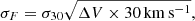 $$ \begin{aligned} \sigma _{F} = \sigma _{30} \sqrt{\Delta V \times 30\,\mathrm{km\,s^{-1}}}, \end{aligned} $$