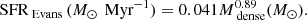 $$ \begin{aligned} {\text{ SFR}}_{\text{ Evans}}\, (M_{\odot }\,{\text{ Myr}}^{-1})=0.041 M_{\text{ dense}}^{0.89} (M_{\odot }). \end{aligned} $$