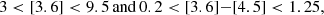 $$ \begin{aligned} 3 < [3.6] < 9.5\,\mathrm{and}\,0.2 < [3.6]{-}[4.5] < 1.25, \end{aligned} $$