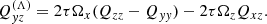$$ \begin{aligned} Q_{ yz}^{(\Lambda )} = 2 \tau \Omega _x ({Q_{zz}}-{Q_{ yy}}) - 2\tau \Omega _z {Q_{xz}}. \end{aligned} $$