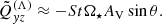 $$ \begin{aligned} \tilde{Q}_{ yz}^{(\Lambda )} \approx -{St} \Omega _\star A_{\rm V} \sin \theta . \end{aligned} $$