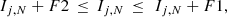 $$ \begin{aligned} I_{j, N }+F2\,\le \,I_{j, N }\,\le \,\,I_{j, N }+F1, \end{aligned} $$