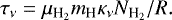 \begin{equation*}\tau_{\nu} = \mu_{{\textrm{H}_2}} m_{\textrm{H}} \kappa_{\nu} N_{\textrm{H}_2}/R.\end{equation*}