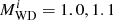 $ M_{\mathrm{WD}}^{i}=1.0, 1.1 $