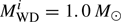 $ M_{\mathrm{WD}}^{i}=1.0\,M_{\odot} $