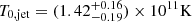 $ T_{\mathrm{0,jet}} = (1.42^{+0.16}_{-0.19}) \times 10^{11} {\rm K} $