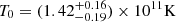 $ T_{\mathrm{0}} = (1.42^{+0.16}_{-0.19}) \times 10^{11} {\rm K} $