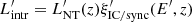 $ L_{{\rm{intr}}}^\prime = L_{{\rm{NT}}}^\prime (z)\xi _{{\rm{IC}}/{\rm{sync}}}^\prime ({E^\prime },z) $