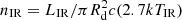 $ {n_{{\rm{IR}}}} = {L_{{\rm{IR}}}}/\pi R_{\rm{d}}^2c(2.7k{T_{{\rm{IR}}}}) $