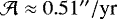 $\mathcal{A}\approx0.51{}^{\prime\prime}/\textrm{yr}$