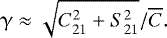 \begin{equation*} \upgamma\approx\sqrt{C_{21}^2+S_{21}^2}/\overline{C}.\end{equation*}