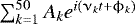 $\sum_{k=1}^{50}A_ke^{i\left(\nu_k t+\phi_k\right)}$