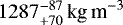 $1287^{-87}_{+70}\,\textrm{kg\,m}^{-3}$