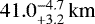 $41.0^{-4.7}_{+3.2}\,\textrm{km}$