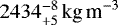 $2434^{-8}_{+5}\,\textrm{kg\,m}^{-3}$