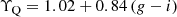 $$ \begin{aligned} \Upsilon _{\rm Q} = 1.02 + 0.84\,({ g}-i) \end{aligned} $$