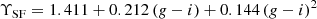 $$ \begin{aligned} \Upsilon _{\rm SF} = 1.411 + 0.212\,({ g}-i) + 0.144\,({ g}-i)^2 \end{aligned} $$