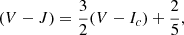 $$ \begin{aligned} (V-J) = \frac{3}{2} (V-I_c) + \frac{2}{5}, \end{aligned} $$