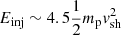 $ E_{\mathrm{inj}}\sim4.5\frac{1}{2}m_{\mathrm{p}}\mathit{v}_{\mathrm{sh}}^{2} $
