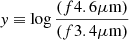 $ \mathit{y} \equiv \log \frac{(f4.6\mu\mathrm{m})}{(f3.4 \mu\mathrm{m})} $