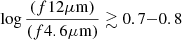 $ \log \frac{(f12\mu\mathrm{m})}{(f4.6 \mu\mathrm{m})} \gtrsim 0.7{-}0.8 $