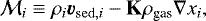 \begin{equation*}\mathcal{M}_i \equiv \rho_i \bm{v}_{\mathrm{sed},i} -\bm{\mathrm{K}} \rho_{\textrm{gas}} \nabla x_i, \end{equation*}