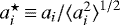 $a^{\star}_{i}\,{\equiv}\,a_{i}/{\langle}a_{i}^{2}{\rangle}^{1/2}$