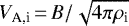 $V_{\textrm{A,i}}\,{=}\, B/\sqrt{4\pi \rho_{\textrm{i}}}$