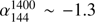 $ \alpha^{1400}_{144} \sim -1.3 $