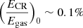 $ \Big( \frac{E_{\mathrm{CR}}}{E_{\mathrm{gas}}} \Big)_0 \sim 0.1\% $