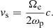 $$ \begin{aligned} { v}_{\rm s} = \frac{\Omega _{\rm e}}{2 \omega _{\rm p}}c. \end{aligned} $$