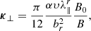 $$ \begin{aligned} {{\boldsymbol{\kappa }}_\perp = \frac{\pi }{12}\frac{\alpha \upsilon\lambda ^r_\parallel }{ b^2_r}\frac{B_0}{B}}, \end{aligned} $$