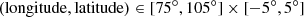 $$ \begin{aligned} (\mathrm{{longitude}},\mathrm{{latitude}})\in [75^\circ ,105^\circ ]\times [-5^\circ , 5^\circ ] \end{aligned} $$