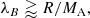 $$ \begin{aligned} \lambda _B \gtrapprox R/M_{\rm A}, \end{aligned} $$