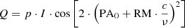 $$ Q = p \cdot I \cdot \cos \left[ {2 \cdot {{\left( {{\rm{P}}{{\rm{A}}_0} + {\rm{RM}} \cdot \frac{c}{\nu }} \right)}^2}} \right] $$