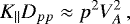 \begin{equation*} K_{\parallel} D_{pp} \approx p^2 V_A^2 \, , \end{equation*}