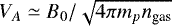 $V_A \simeq B_0 / \sqrt{4 \pi m_p n_{\text{gas}}}$
